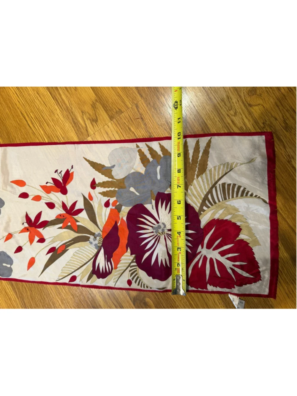 Vintage Oscar de la Renta Silk Scarf White Red Floral